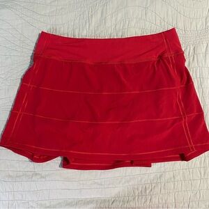 Lululemon Skort Womens Sz 6 Tall Red Ruffled Skort Skirt Golf Tennis Gym EUC